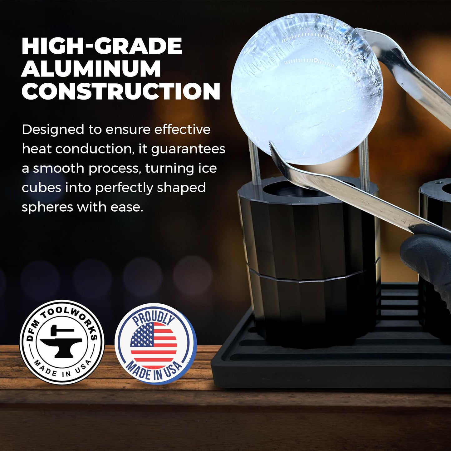 Scratch & Dent DFM Parthenon 2.4" Ice Ball Press MADE IN USA from Aluminum to Make Perfect Spheres…