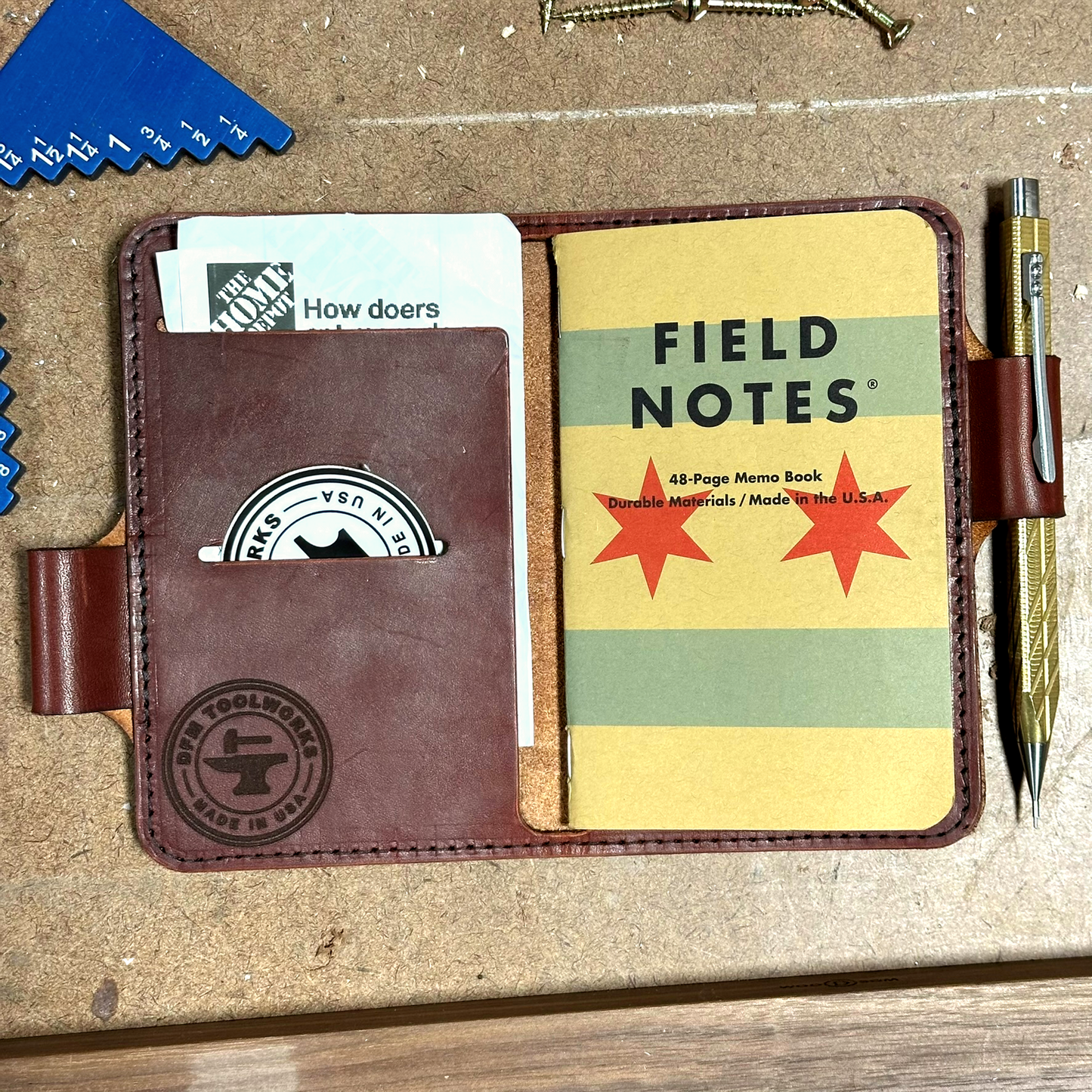 Leather Notebook Cover 3.5in x 5in Compatible with Field Notes and A6 Size SHIPS END OF MAY