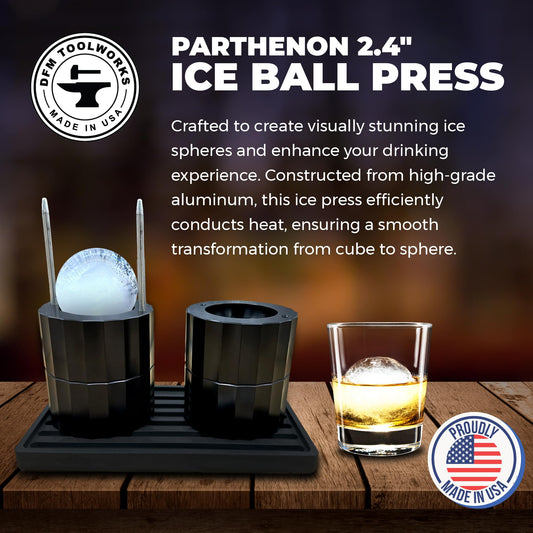 Scratch & Dent DFM Parthenon 2.4" Ice Ball Press MADE IN USA from Aluminum to Make Perfect Spheres…